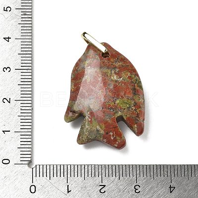 Natural Unakite Carved Pendants G-G460-01G-03-1