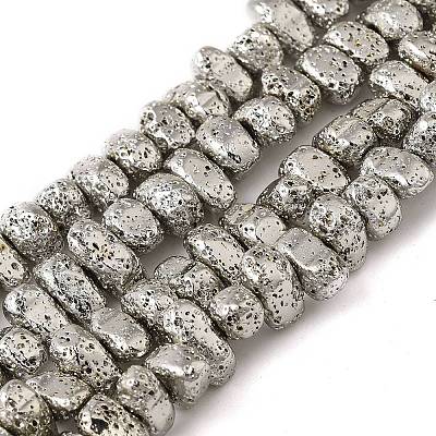 Electroplated Natural Lava Rock Beads Strands G-L606-D02-01C-1
