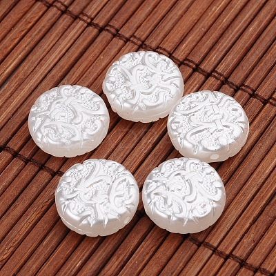 Flat Round Imitation Pearl Acrylic Beads OACR-L004-5395-1