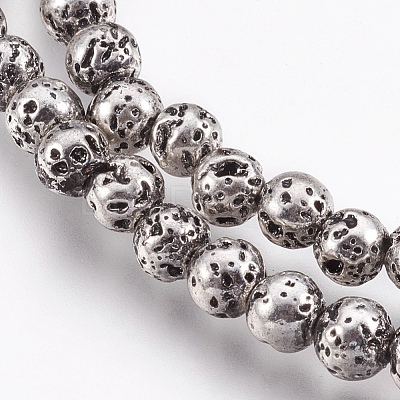 Electroplate Natural Lava Rock Beads Strands G-I200-17A-1