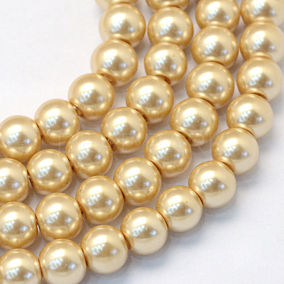 Baking Paint Pearlized Glass Pearl Round Bead Strands HY-Q003-6mm-42-1
