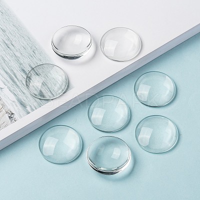 Transparent Glass Cabochons GGLA-R026-30mm-1