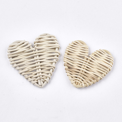 Handmade Reed Cane/Rattan Woven Beads WOVE-T006-002B-1