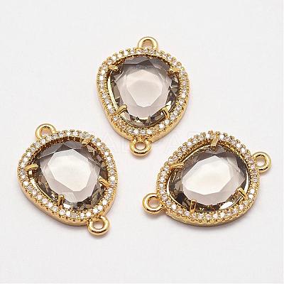 Rack Plating Brass Micro Pave Cubic Zirconia Links ZIRC-P041-10-G02-RS-1