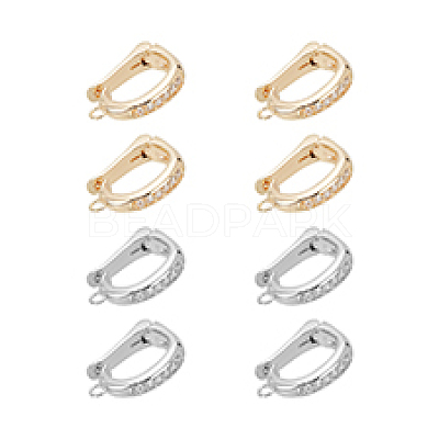 8Pcs 2 Colors Rack Plating Brass Micro Pave Clear Cubic Zirconia Fold Over Clasps FIND-PH0020-88-1