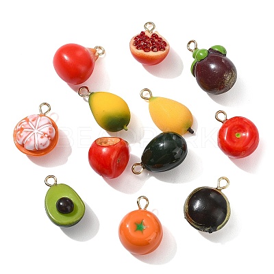 12Pcs 12 Styles Brass Acrylic Pendants OACR-CJ0002-68-1