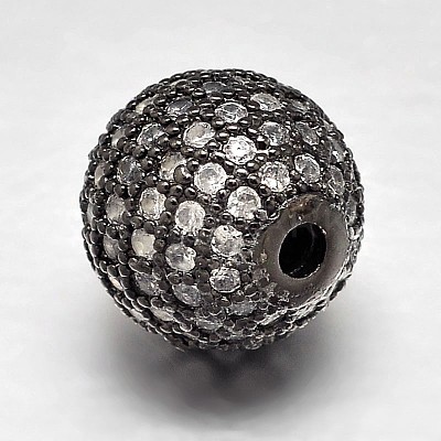 Round Brass Micro Pave Cubic Zirconia Beads ZIRC-N016-01B-12mm-1