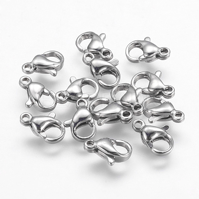 Tarnish Resistant 304 Stainless Steel Lobster Claw Clasps STAS-F125-10x6mm-P-1