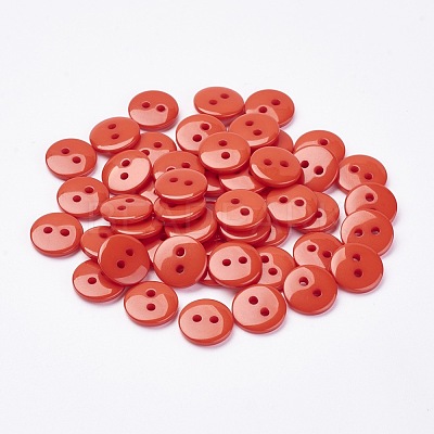 2-Hole Flat Round Resin Sewing Buttons for Costume Design BUTT-E119-14L-08-1