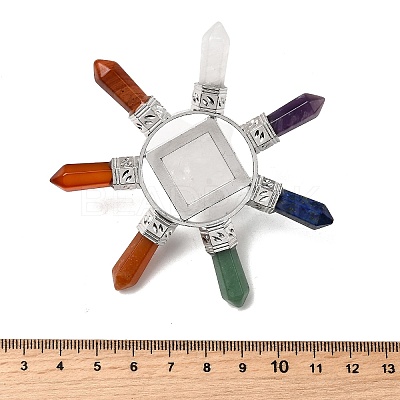 Natural Mixed Stone and Natural Quartz Crystal Pyramid & 7 Chakra Points Energy Generator DJEW-K011-A01-1