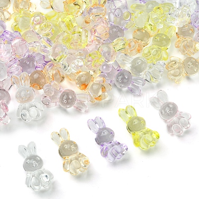 50Pcs 5 Colors Transparent Acrylic Beads MACR-FS0001-83-1