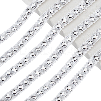 10 Yards Polyester with ABS Plastic Half Round Bead Lace Trim OCOR-GA0002-76B-1