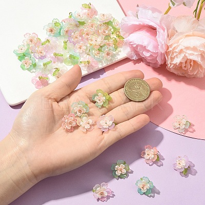 50Pcs 5 Colors Acrylic Charms PALLOY-YW00127-1