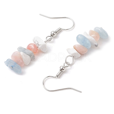 Natural Aquamarine & Pink Opal & Howlite Dangle Earrings EJEW-JE06127-03-1