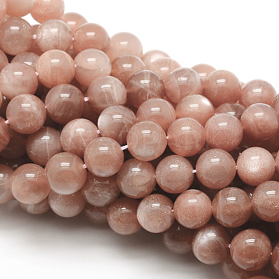 Grade AAA Natural Gemstone Sunstone Round Beads Strands G-E251-34-4mm-1