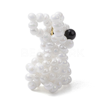 3D Glass Seed Beaded Rabbit Charms PALLOY-MZ00577-1