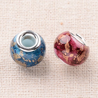 Spray Painted Glass European Beads GPDL-J030-M-1