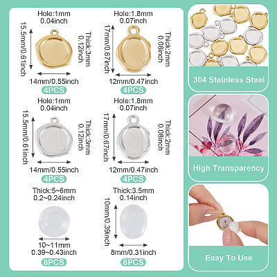 32Pcs 304 Stainless Steel Pendant Cabochon Settings STAS-TA0005-81-1