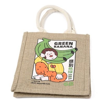 Jute Tote Bags Soft Cotton Handles Laminated Interior ABAG-F003-09D-1