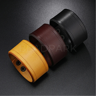 Flat Sided Cowhide Leather Cord Bracelets BJEW-WH20007-09A-1