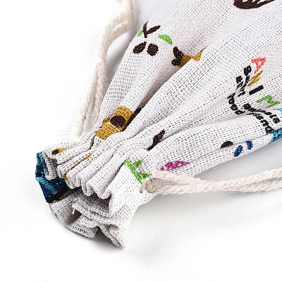 Animals Printed Polycotton(Polyester Cotton) Packing Pouches Drawstring Bags ABAG-T004-10x14-34-1