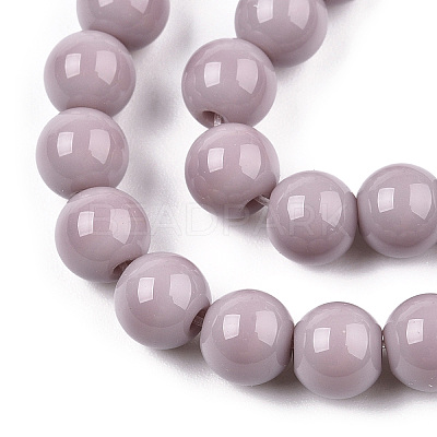 Opaque Solid Color Glass Beads Strands GLAA-T032-P10mm-07-1