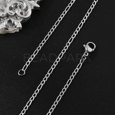 Non-Tarnish 304 Stainless Steel Figaro Chain Necklaces STAS-K168-02P-1