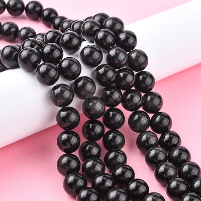 Natural Obsidian Beads Strands G-G099-14mm-24-1