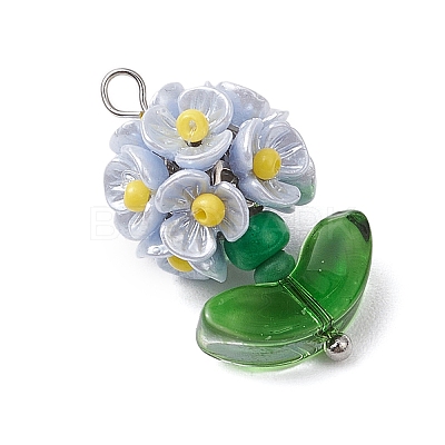 Glass Seed Beaded Flower Pendants PALLOY-MZ00521-03-1