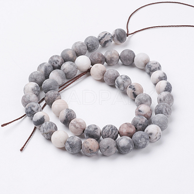 Natural Pink Zebra Jasper Beads Strands X-G-J376-46F-4mm-1