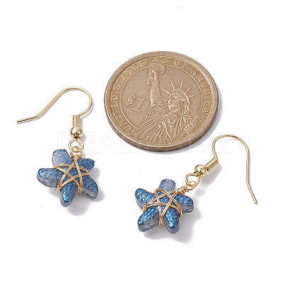 5 Pairs 5 Color Lampwork Starfish Dangle Earrings EJEW-JE05443-S-1