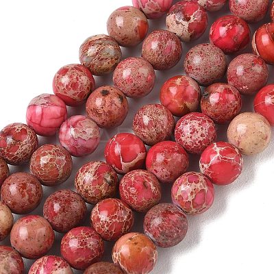 Dyed Natural Imperial Jasper Round Bead Strands G-M274-01-8mm-1