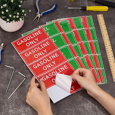 12Sheets 2 Colors Waterproof PVC Warning Sign Stickers DIY-OC0014-64-1