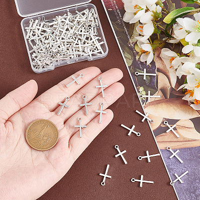 100PCS Cross Tibetan Style Alloy Pendants TIBEP-UN0001-10-1