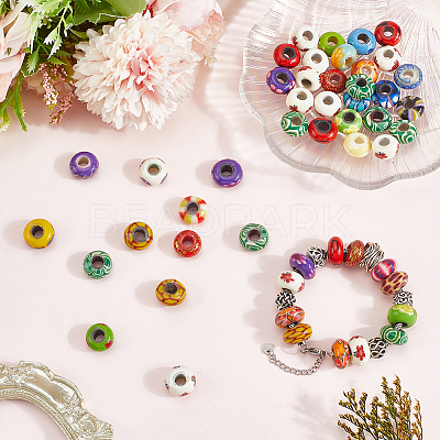 50Pcs Handmade Polymer Clay European Beads CLAY-PA0001-11-1