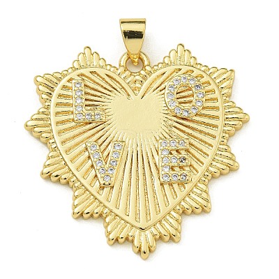 Rack Plating Brass Micro Pave Clear Cubic Zirconia Pendants KK-Z067-05G-1