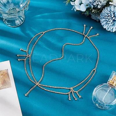 Brass Rhinestone Bridal Headbands for Women OHAR-WH20014-003G-1