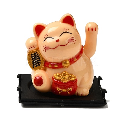 Plastic Solar Powered Japanese Lucky Cat Figurines LS-DJEW-K023-01B-1
