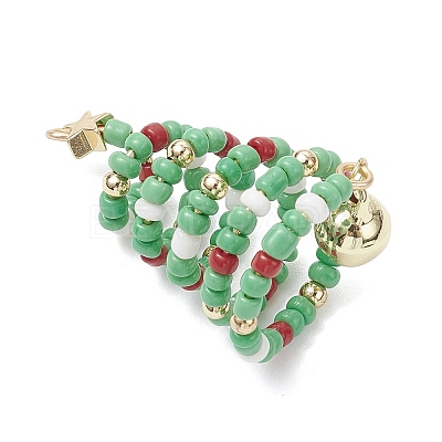 Glass Seed Beaded Christmas Tree Big Pendants PALLOY-TA00330-02-1