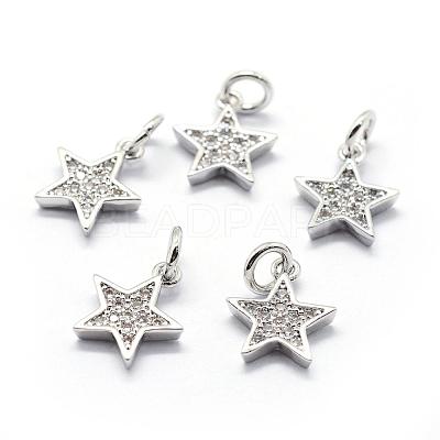 Brass Micro Pave Cubic Zirconia Charms ZIRC-G087-35P-1