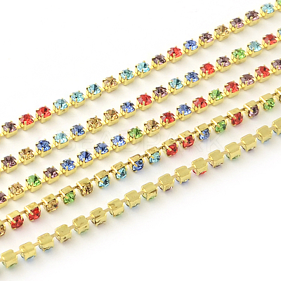 Nickel Free Raw(Unplated) Brass Rhinestone Strass Chains CHC-R119-S6-11C-1-1