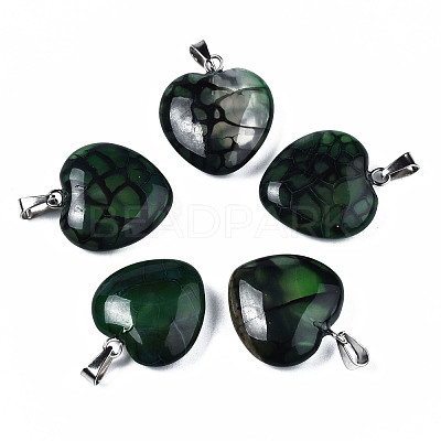 Natural Dragon Veins Agate Pendants G-N0325-14C-1