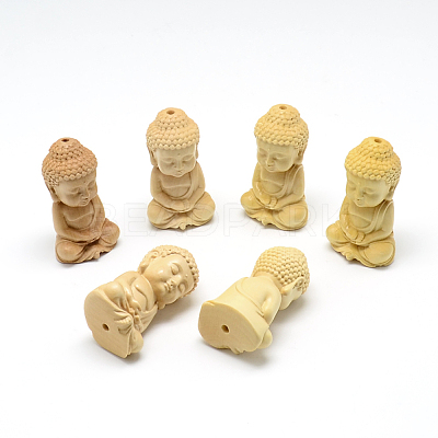 Carved Undyed BoxNatural Wood Beads X-WOOD-T006-12-1