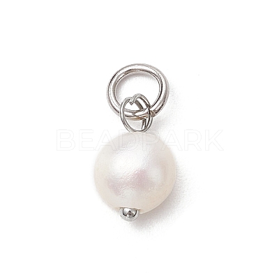 Natural Cultured Freshwater Pearl Potato Charms PALLOY-JF03920-01-1