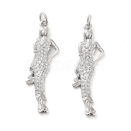 Rack Plating Brass Micro Pave Clear Cubic Zirconia Pendants KK-M280-03P-1