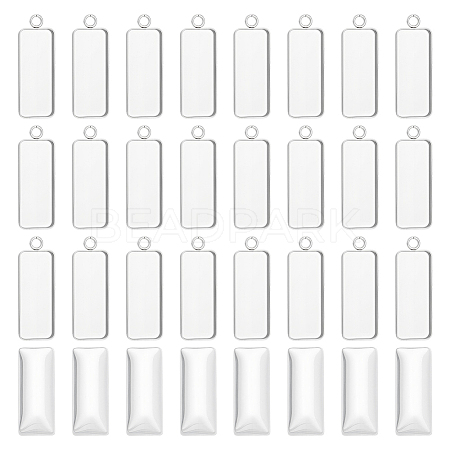 30Pcs 304 Stainless Steel Pendant Cabochon Settings STAS-UN0063-45-1