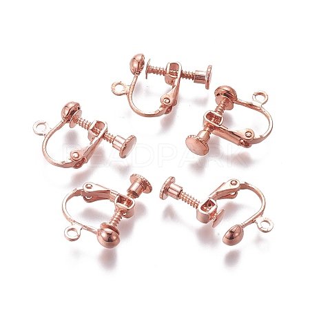Rack Plated Brass Screw Clip-on Earring Findings KK-P169-04RG-1