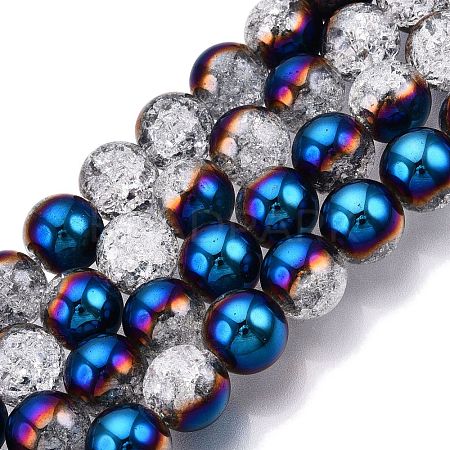 Electroplated Crackle Glass Beads Strands EGLA-N014-10mm-05-1