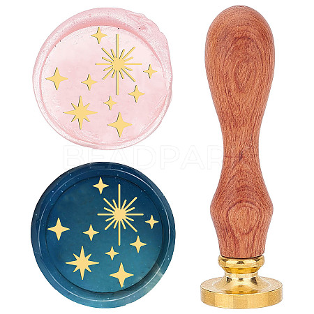Brass Wax Seal Stamp with Wood Handle AJEW-WH0412-0026-1