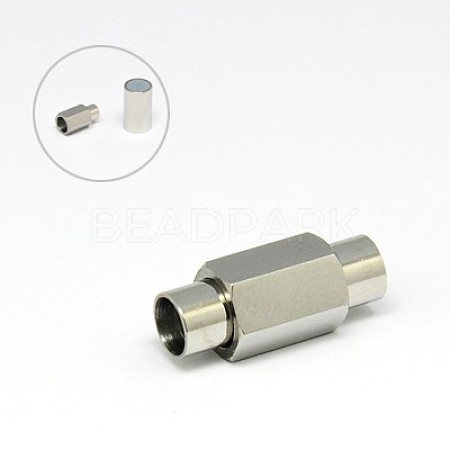 304 Stainless Steel Magnetic Clasps with Glue-in Ends X-STAS-K006-08C-1